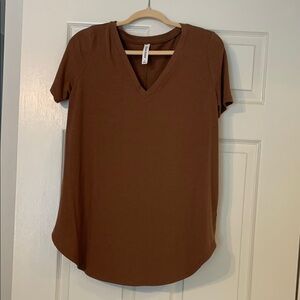 Zenana Women’s Chocolate Short Sleeve V-Neck Tunic Large